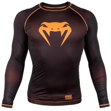 Компрессионная футболка Venum Contender 3.0 Compression T-shirt Long Sleeves Black/Orange, Черный-Оранжевый, S