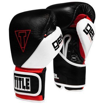 Боксерські рукавички TITLE GEL E-Series Training Чорні з білим і червоним 16oz