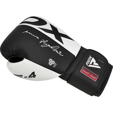 Боксерские перчатки RDX F4 Boxing Gloves Hook & Loop White Black, 14 oz