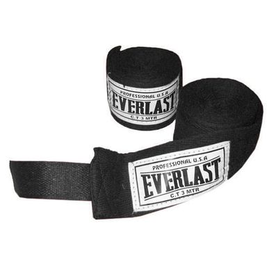 Бинти боксерські хлопкові EVERLAST VL-0003 Black, 3м, 3м