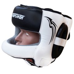 Шлем боксерский для тренировок с бампером Firepower FPHG6 Черный с белым, Универсальный, Універсальний