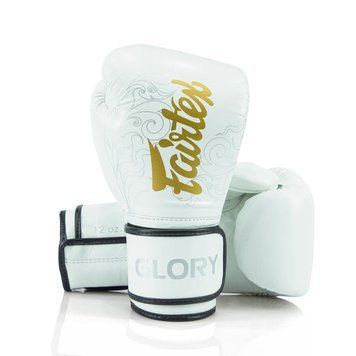 Боксерські рукавиці Fairtex X Glory Kickboxing Competition and Training Gloves BGVG3 White Silver, 12 oz