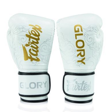 боксерские перчатки Fairtex X Glory Kickboxing Competition and Training Gloves BGVG3 White Silver, 12 oz