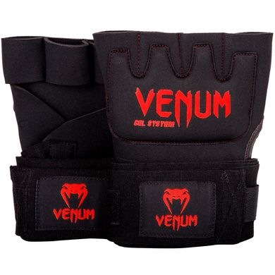 Гелевые бинты-перчатки Venum Kontact Черные с красным, Универсальный, Універсальний