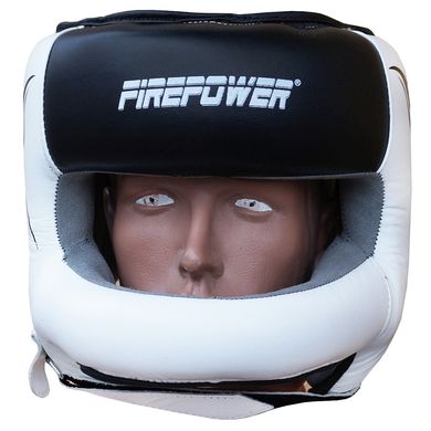 Шолом боксерський для тренувань з бампером Firepower FPHG6 Чорний з білим, Універсальний, Універсальний