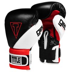 Боксерські рукавички TITLE GEL E-Series Training/Sparring Чорні з білим і червоним, 12oz, 12oz