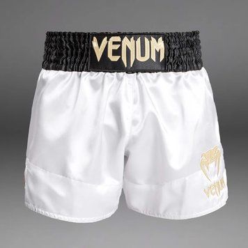 Тайские шорты Venum Classic Muay Thai Shorts White Gold Black, XS