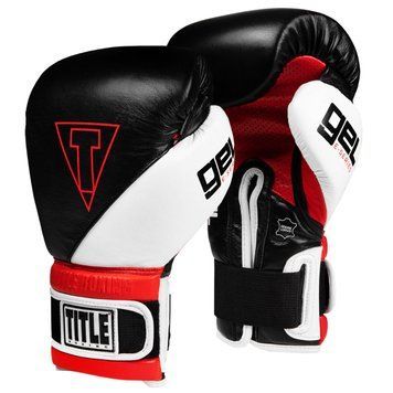 Боксерські рукавички TITLE GEL E-Series Training/Sparring Чорні з білим і червоним 12oz
