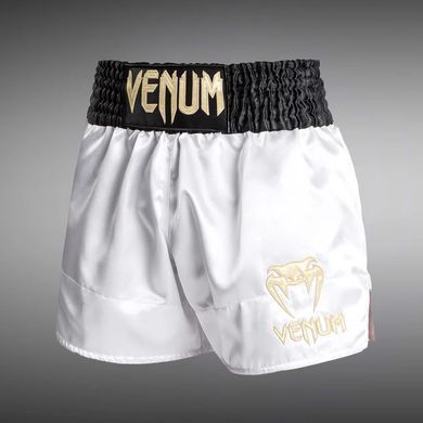 Тайські шорти Venum Classic Muay Thai Shorts White Gold Black, XS
