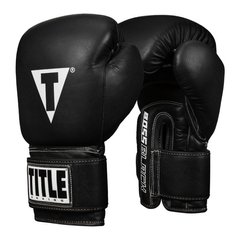 Боксерские перчатки TITLE Boss Black Leather Bag Черные, 12oz