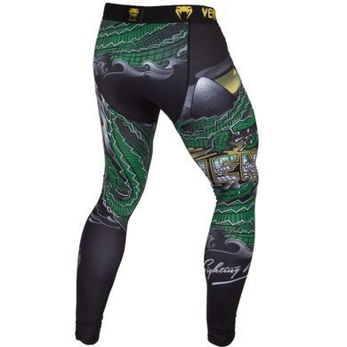 Компрессионные штаны Venum Crocodile Spats Black Green, Зелёный, XXL