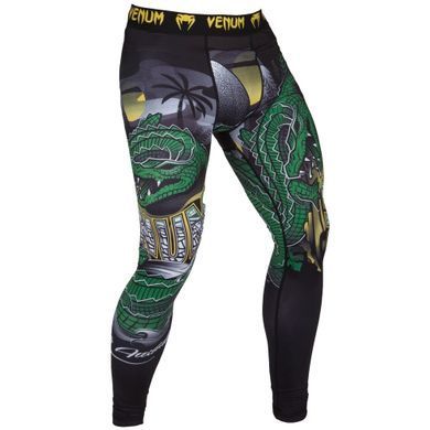 Компрессионные штаны Venum Crocodile Spats Black Green, Зелёный, XXL
