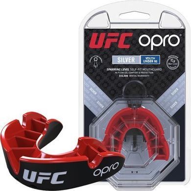 Детская капа OPRO Self-Fit UFC Full Pack Junior Silver Красная