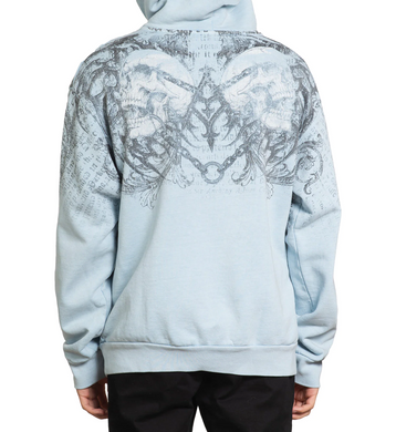 Худі Affliction Collapse Po Hood Sky Blue Pigment Dye, Cірий, S