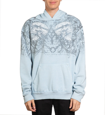 Худі Affliction Collapse Po Hood Sky Blue Pigment Dye, Cірий, S
