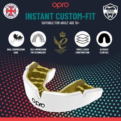 Капа з індивідуальною підгонкою OPRO Instant Custom-Fit Single Colour, Золотий