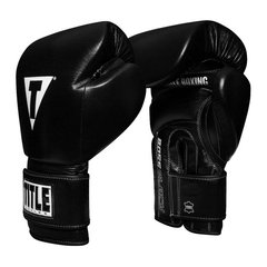 Боксерские перчатки TITLE Boss Black Leather Bag 2.0 Черные, 14oz