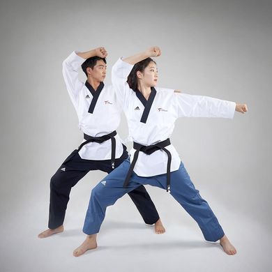 Добок для тхеквондо ADIDAS POOMSAE для жінок | біло-синій | ADITPAF02