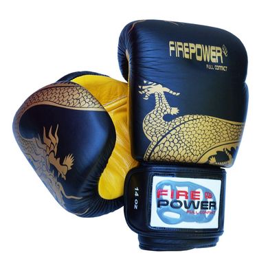 Боксерські рукавички Firepower FPBG8 Чорні з жовтим, 12oz, 12oz