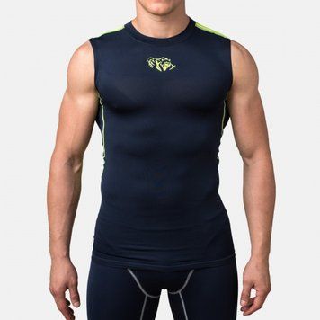 Компресійна футболка без рукавів Peresvit Air Motion Compression Tank Top Navy Flu Yellow, Чорний-Лаймовий, S
