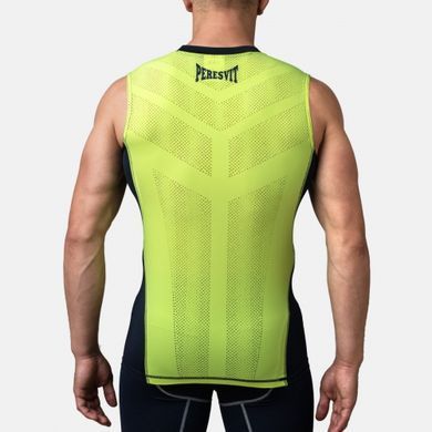 Компресійна футболка без рукавів Peresvit Air Motion Compression Tank Top Navy Flu Yellow, Чорний-Лаймовий, S