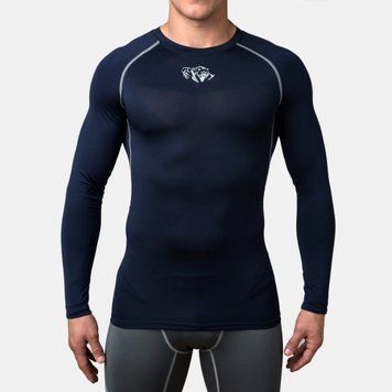 Компрессионная футболка Peresvit Air Motion Compression T-shirt Long Sleeve Navy Grey, Черный-Серый, S