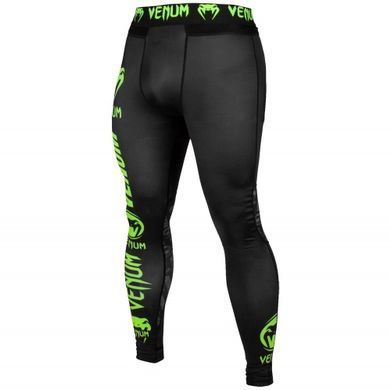 Компрессионные штаны Venum Logos Tights Black Neo Yellow, Черный-Лаймовый, XL
