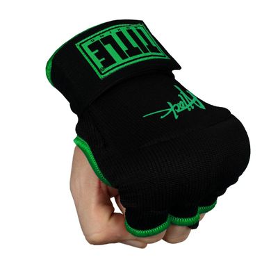 Бинты-перчатки TITLE Boxing ATTACK Nitro Speed Wraps Черные с салатовым, S, S