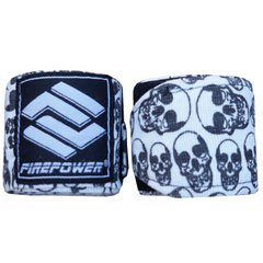 Бинты боксерские эластичные FirePower FPHW7 Skull White, 3м, 3м