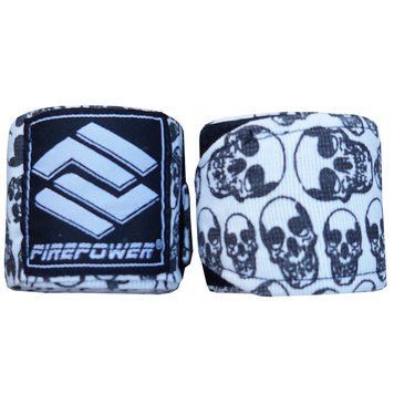 Бинты боксерские эластичные FirePower FPHW7 Skull White 3м