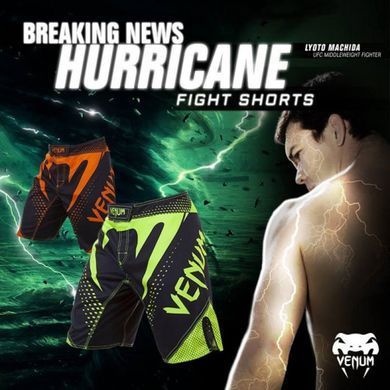 Шорты для MMA Venum Hurricane Fight Shorts Black Neo Orange, Черный-Оранжевый, XS