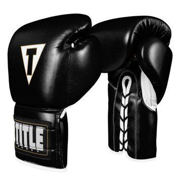 Боксерские перчатки TITLE Boxeo Mexican Leather Lace Training Черные 18oz