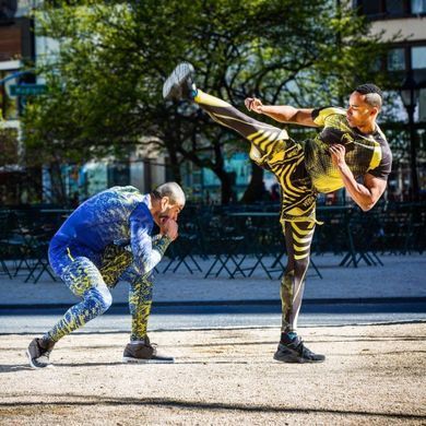 Компресійні штани Venum Tropical Compression Spats Blue, Синій-Жовтий, XXL