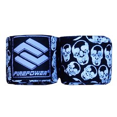 Бинты боксерские эластичные FirePower FPHW7 Skull Black, 4м, 4м