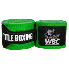 Бинти боксерські еластичні TITLE Boxing WBC Green, 4,5м, 4,5м