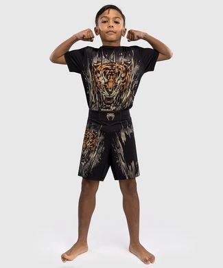 Детские шорты для MMA Venum Tiger Kids Fight Shorts Black Neon Orange, Черный, 14 years