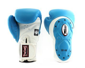 Боксерские перчатки Twins Velcro Extra Design BGVL6-MK White Lightblue, 14 oz