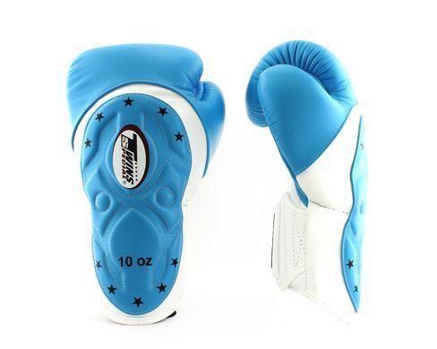 Боксерські рукавиці Twins Velcro Extra Design BGVL6-MK White Lightblue, 14 oz