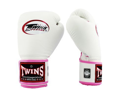 Боксерские перчатки Twins Velcro Mesh Edition BGVLA1 White Pink, 8 oz