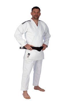 Кімоно для дзюдо Adidas Champion III Slim Fit з ліцензією IJF | білий/чорні смуги | J-IJF-1
