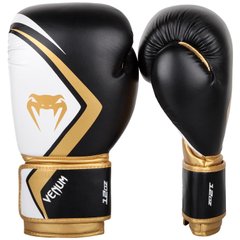 Боксерские перчатки Venum Contender 2.0 Черные с белым и золотым, 12oz, 12oz