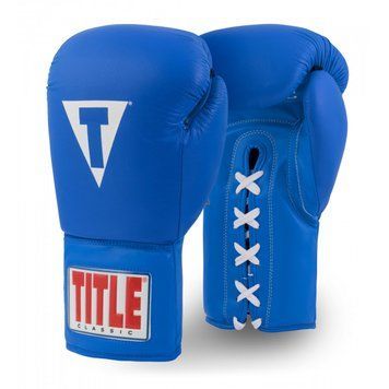 Боксерские перчатки TITLE Classic Originals Leather Training Gloves Lace 2,0 Синие 18oz