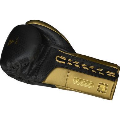 Боксерские боевые перчатки RDX K2 Mark Pro Fight Boxing Gloves Golden, Черный-Золотой, 10 oz