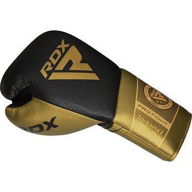 Боксерские боевые перчатки RDX K2 Mark Pro Fight Boxing Gloves Golden, Черный-Золотой, 10 oz