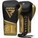 Боксерские боевые перчатки RDX K2 Mark Pro Fight Boxing Gloves Golden, Черный-Золотой, 10 oz