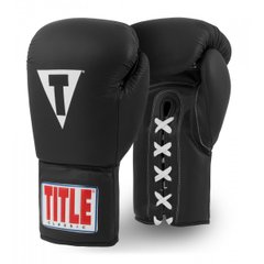 Боксерские перчатки TITLE Classic Originals Leather Training Gloves Lace 2,0 Черные, 14oz