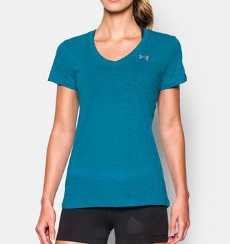 Женская футболка Under Armour Womens Slub V-Neck Aqua Blue, XS