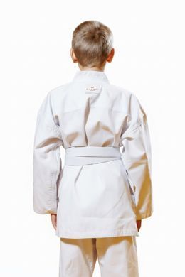 Біле дитяче кімоно для хлопчиків, карате, TM BUDOGI, зріст 110 см, щільність 240 гр/м.кв.