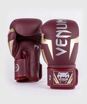 Боксерські рукавички Venum Elite Boxing Gloves Burgundy Gold, 10 oz