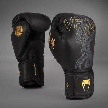 Боксерські рукавички Venum Serpenti Boxing Gloves Black Silver Gold, 8 oz